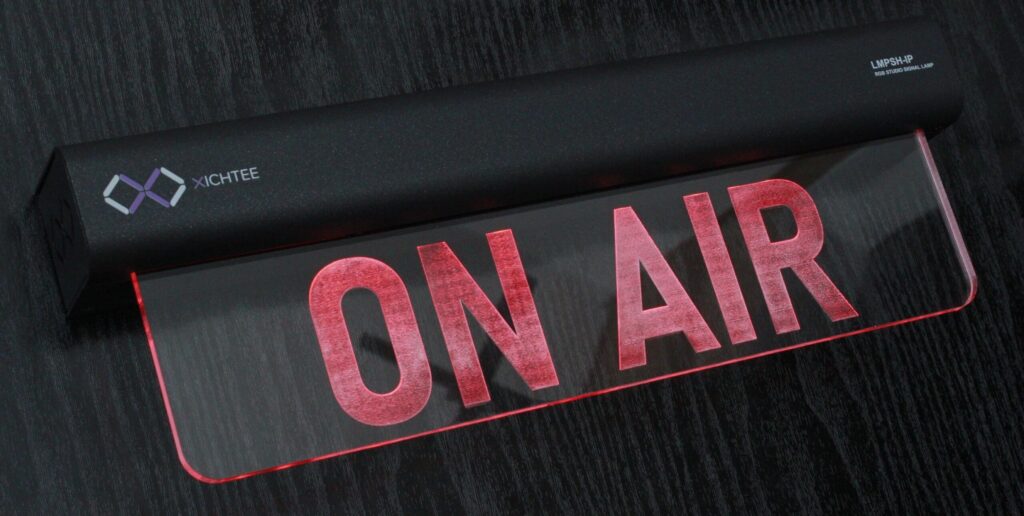 LMPSH-IP, POE RGB Studio signal lamp.On Air. Wall mount. POE. TSL 3.1 and OSC for remote control. Recording